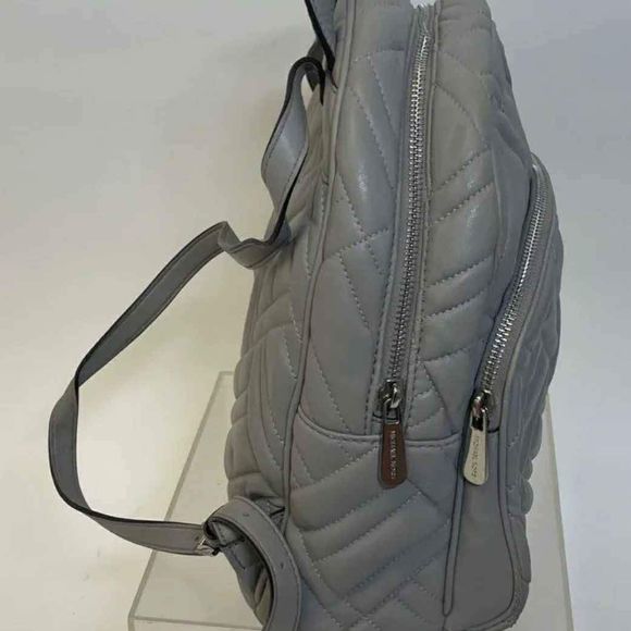 Michael Kors MK Designer Gray Quilted Chevron Backpack Shoulder Bag - Picture 2 of 9